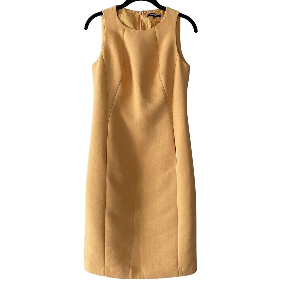 Lafayette 148 Sherbet Orange Sleeveless Cotton Wool Blend Pockets Dress size 2